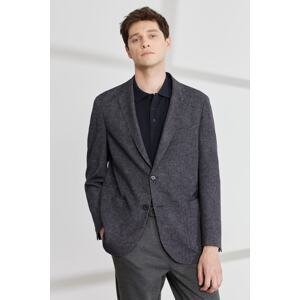 ALTINYILDIZ CLASSICS Men's Black-gray Comfort Fit Relaxed Cut Mono Collar Magic Blazer Jacket