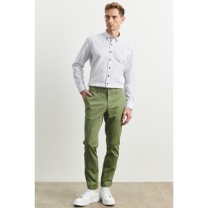 ALTINYILDIZ CLASSICS Men's Green Slim Fit Slim Fit Dobby Side Pocket Flexible Trousers