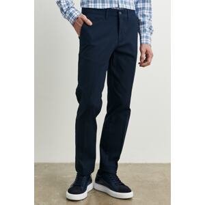 ALTINYILDIZ CLASSICS Men's Navy Blue Comfort Fit Relaxed Cut Flexible Dobby Casual Trousers