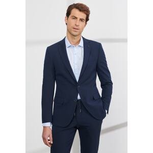 ALTINYILDIZ CLASSICS Men's Navy Blue Slim Fit Slim Fit Dovetail Collar Patterned Suit