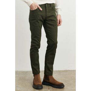 ALTINYILDIZ CLASSICS Men's Khaki Slim Fit Slim Fit Dobby Flexible Casual Trousers