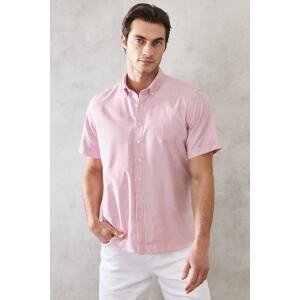 ALTINYILDIZ CLASSICS Men's White-burgundy Slim Fit Slim Fit Button-down Collar Striped Shirt