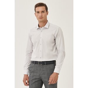 ALTINYILDIZ CLASSICS Men's Gray Easy-to-Iron Slim Fit Slim Fit Classic Collar Cotton Shirt.