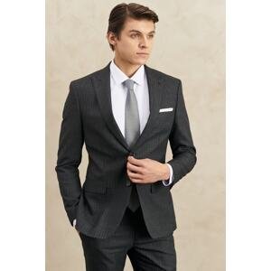 ALTINYILDIZ CLASSICS Men's Dark Gray Extra Slim Fit Slim Fit Swallow Collar Striped Suit