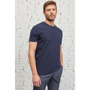 AC&Co / Altınyıldız Classics Men's Navy Blue Slim Fit Slim Fit Crew Neck Soft Button Basic T-Shirt