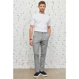 ALTINYILDIZ CLASSICS Men's Black-white Recycle Slim Fit Slim Fit Side Pocket Plaid Patterned Elastic Waist Flexible Trousers