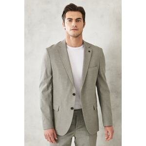 ALTINYILDIZ CLASSICS Men's Khaki Slim Fit Slim Fit Monocollar Dobby Classical Suit.