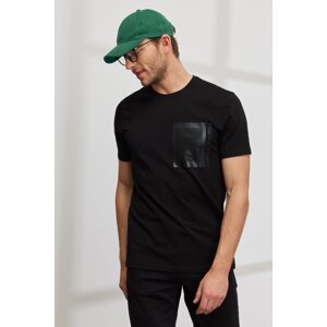 ALTINYILDIZ CLASSICS Men's Black Slim Fit Slim Fit Crew Neck Cotton Printed T-Shirt.
