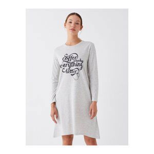 LC Waikiki Crew Neck Printed Long Sleeve Women's Nightgown