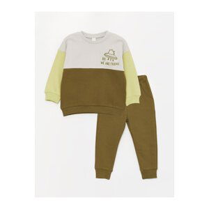 LC Waikiki Crew Neck Long Printed Baby Boy Sweatshirt and Trousers 2-Piece Set