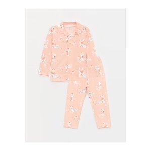 LC Waikiki Shirt Collar Long Sleeve Printed Baby Girl Pajamas Set