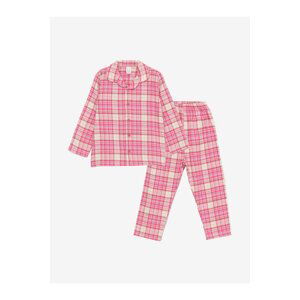 LC Waikiki Shirt Collar Long Sleeve Plaid Baby Girl Pajamas Set