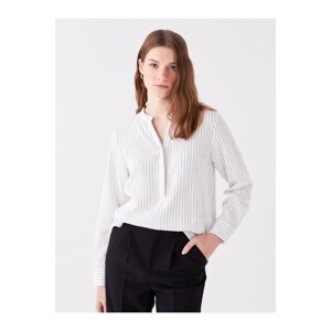 LC Waikiki Women's Striped Long-Sleeved Blouse with a Loop Collar