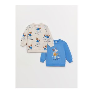 LC Waikiki Crew Neck Printed Long Sleeve Baby Boy Sweatshirt 2 Pack