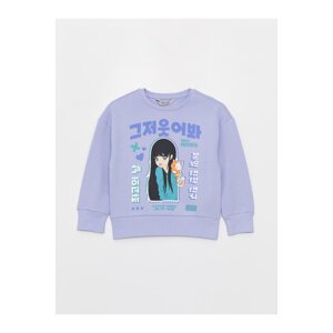 LC Waikiki Girl's Sweatshirt with Crew Neck Printed Long Sleeve