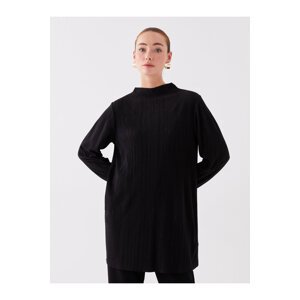 LC Waikiki Women's Stand Up Collar Straight Long Sleeve Oversized Tunic