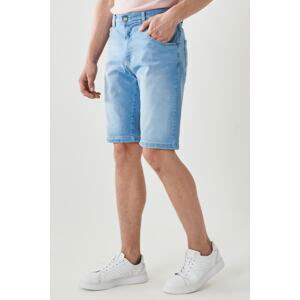 AC&Co / Altınyıldız Classics Men's Ice Blue Comfort Fit Relaxed Fit 5-Pocket Flexible Denim Jeans Shorts