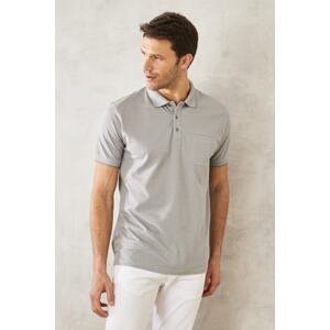 ALTINYILDIZ CLASSICS Men's Non-Shrink Cotton Fabric Regular Fit Comfort Fit Gray Anti-roll Polo Neck Pocket T-Shirt