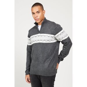 AC&Co / Altınyıldız Classics Men's Smoky-gray Standard Fit Regular Fit High Neck Wool Raised Soft Textured Knitwear Sweater