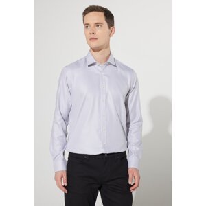 ALTINYILDIZ CLASSICS Men's Gray No Ironing Tailored Slim Fit Slim Fit Classic Collar 100% Cotton Non-Iron Shirt.
