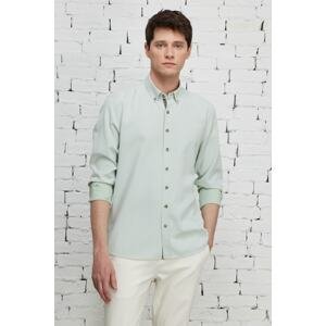ALTINYILDIZ CLASSICS Men's Green Slim Fit Slim Fit Buttoned Collar Cotton Dobby Shirt