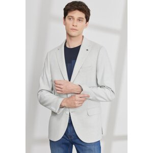 ALTINYILDIZ CLASSICS Men's Light Gray Slim Fit Narrow Cut Mono Collar Dobby Jacket