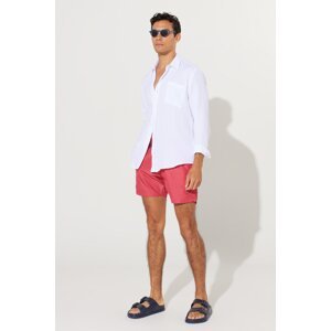 AC&Co / Altınyıldız Classics Men's Red Standard Fit Normal Cut Quick Dry Side Pockets Patterned Swimwear Marine Shorts.