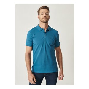 ALTINYILDIZ CLASSICS Pánske Letecké modré 100% bavlna Roll-up golier slim fit slim fit polo výstrih tričko s krátkym rukávom.