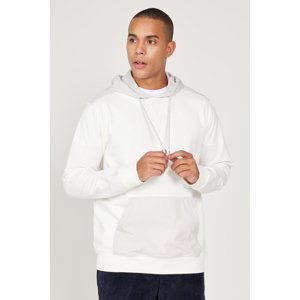 ALTINYILDIZ CLASSICS Men's Ecru-beige Standard Fit, Normal Cut, Hooded Sweatshirt with Pocket.