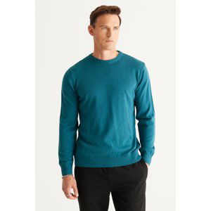 ALTINYILDIZ CLASSICS Men's Petrol Standard Fit Normal Cut, Crew Neck Knitwear Sweater.