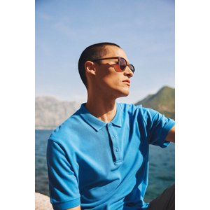 ALTINYILDIZ CLASSICS Pánske tyrkysové tričko so zrolovacím golierom 100% bavlna slim fit slim fit polo výstrih s krátkym rukávom.