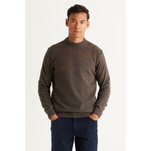 AC&Co / Altınyıldız Classics Men's Brown-orange Standard Fit Regular Cut Half Turtleneck Knitwear Sweater