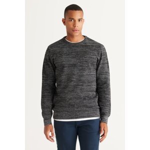 AC&Co / Altınyıldız Classics Men's Black-gray Standard Fit Regular Cut Crew Neck Patterned Knitwear Sweater