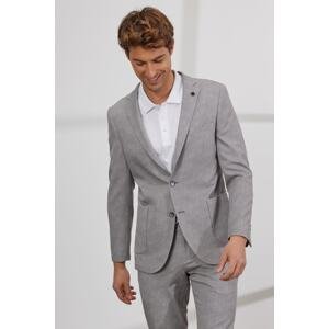 ALTINYILDIZ CLASSICS Men's Gray Slim Fit Narrow Cut Mono Collar Patterned Suit