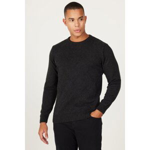 AC&Co / Altınyıldız Classics Men's Anthracite Standard Fit Regular Cut Crew Neck Jacquard Knitwear Sweater