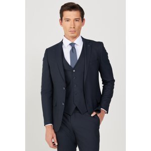 ALTINYILDIZ CLASSICS Men's Navy Blue Extra Slim Fit Slim Cut Mono Collar Plain Classic Suit