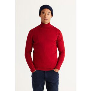 ALTINYILDIZ CLASSICS Men's Red Standard Fit Normal Cut Full Turtleneck Knitwear Sweater.