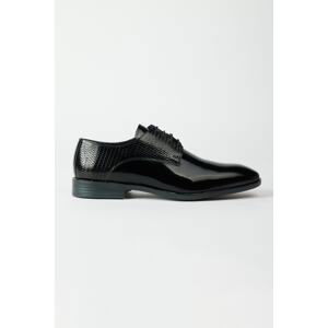ALTINYILDIZ CLASSICS Men's Black 100% Leather Classic Patent Leather Shoes
