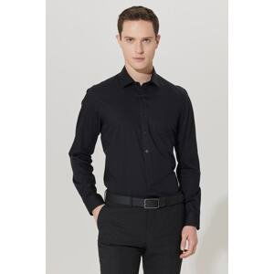 ALTINYILDIZ CLASSICS Men's Black No-Iron Non-iron Slim Fit Slim Fit 100% Cotton Shirt.