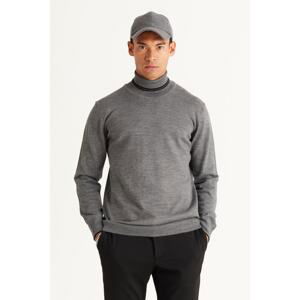 ALTINYILDIZ CLASSICS Men's Anthracite Standard Fit Normal Cut Full Turtleneck Knitwear Sweater.