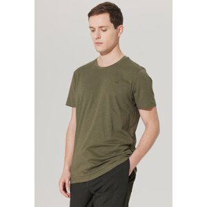 ALTINYILDIZ CLASSICS Pánske Khaki Slim Fit tričko s logom Crew 100% Bavlna s krátkym rukávom.