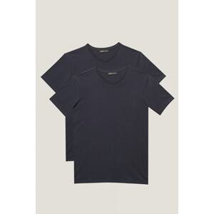 ALTINYILDIZ CLASSICS Pánske Námornícke modré Slim Fit Slim Fit V-Neck 100% Bavlnené tričko 2-pack.