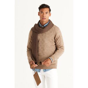 AC&Co / Altınyıldız Classics Men's Mink Standard Fit Normal Cut Crew Neck Jacquard Knitwear Sweater.