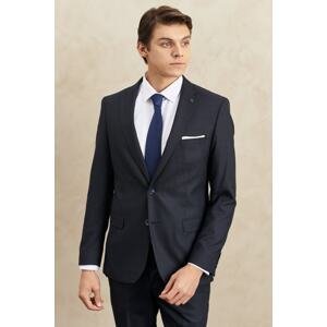 ALTINYILDIZ CLASSICS Men's Navy Blue-Brown Slim Fit Slim Fit Mono Collar Patterned Suit