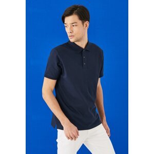 ALTINYILDIZ CLASSICS Pánska námornícka modrá 100% bavlna Roll-up golier slim fit slim fit polo výstrih tričko s krátkym rukávom.