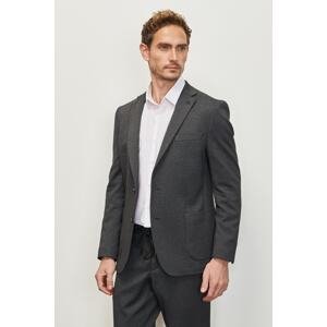 ALTINYILDIZ CLASSICS Men's Anthracite Extra Slim Fit Slim Fit Swallow Collar Diagonal Patterned Suit