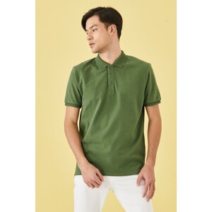 ALTINYILDIZ CLASSICS Pánske khaki tričko s krátkym rukávom zo 100% bavlny proti rolovaniu slim fit slim fit polo výstrih s krátkym rukávom.
