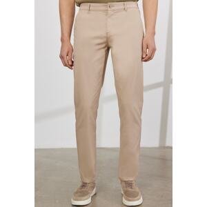 ALTINYILDIZ CLASSICS Men's Beige Comfort Fit Relaxed Fit Trousers with Side Pockets, Cotton Patterned Flexible Trousers.