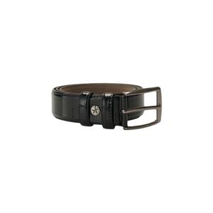 ALTINYILDIZ CLASSICS Men's Black Patterned Patent Leather Belt