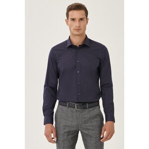 ALTINYILDIZ CLASSICS Men's Dark Navy Blue Easy-to-Iron Slim Fit Slim Fit Classic Collar Cotton Shirt.